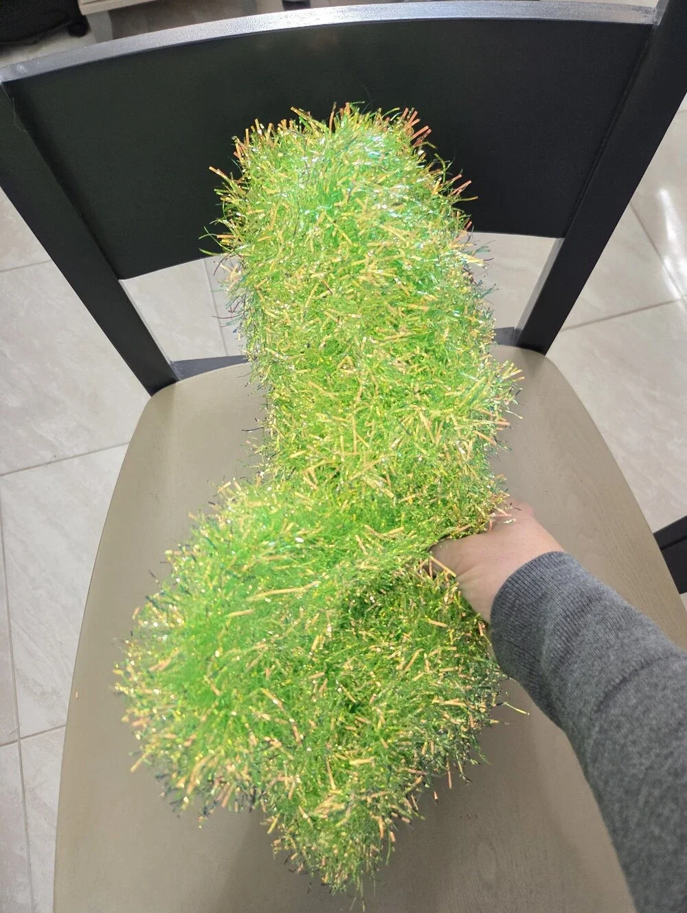 Christmas Tinsel Lime Green Metallic Foil Shiny Christmas Garland,(50 ft) EUC